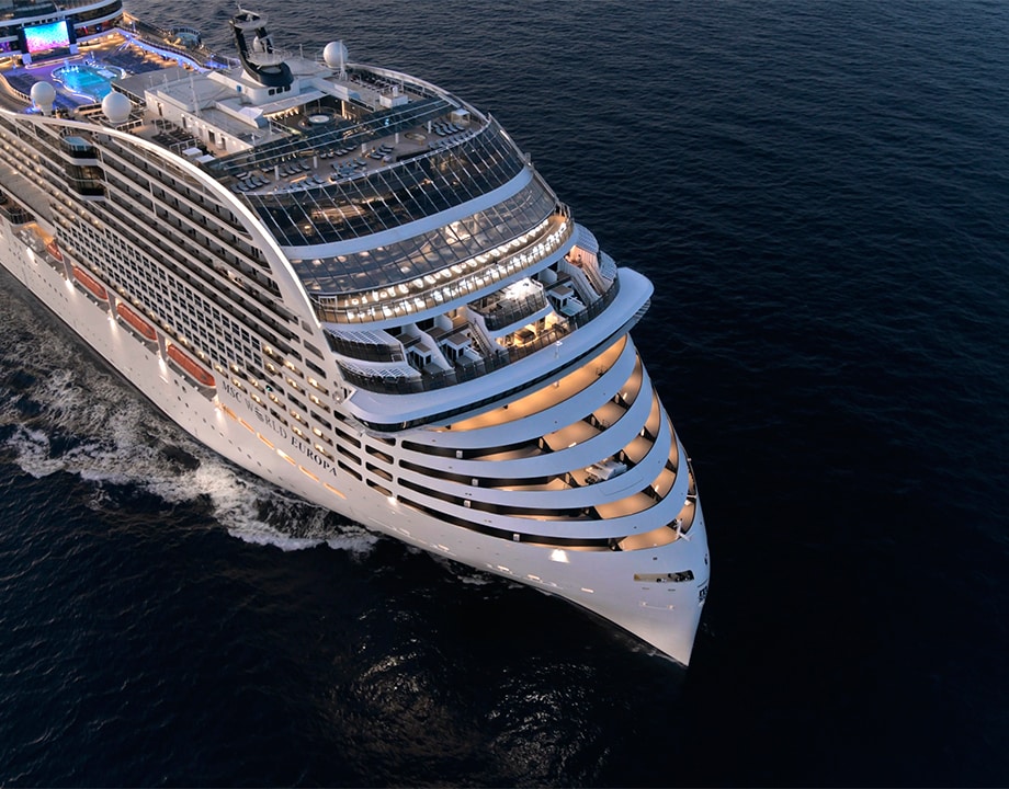 Discover MSC World Europa and her sleek new silhouette designed for optimal sustainability on the water.